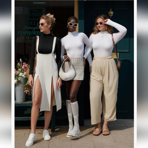 MANGOPOP Women's Mock Turtle Neck Long Sleeve Bodysuit. NEW! - Picture 8 of 9